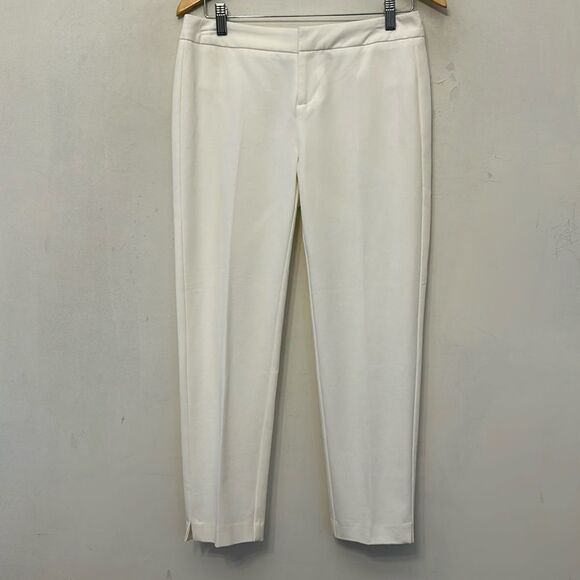 Cynthia Rowley white slim cropped pants with slit detail at ankle Size 4 New - Picture 1 of 10